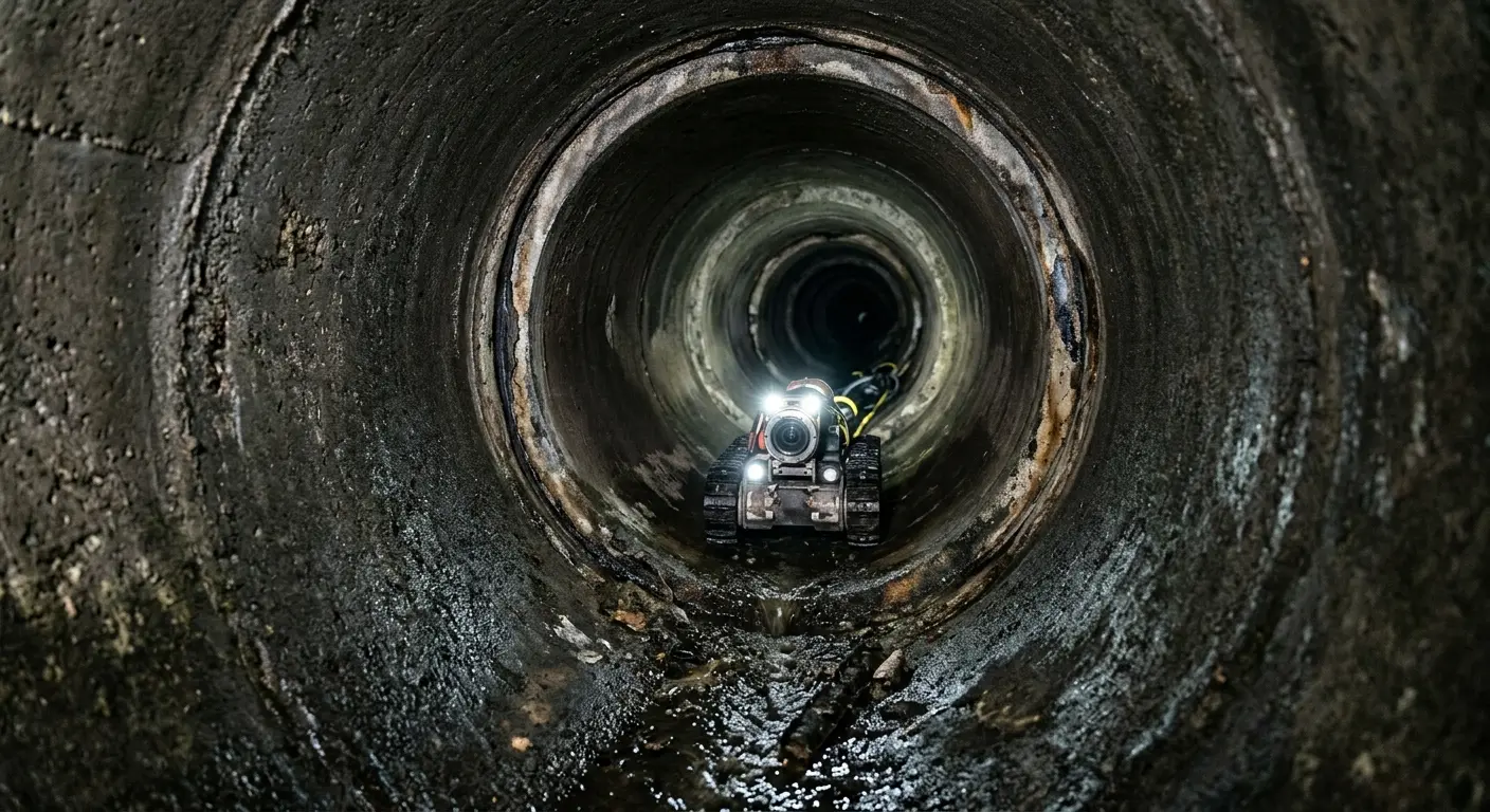 Robotic sewer camera inspecting pipe interior for Drain Snake Service in Bridgeview
